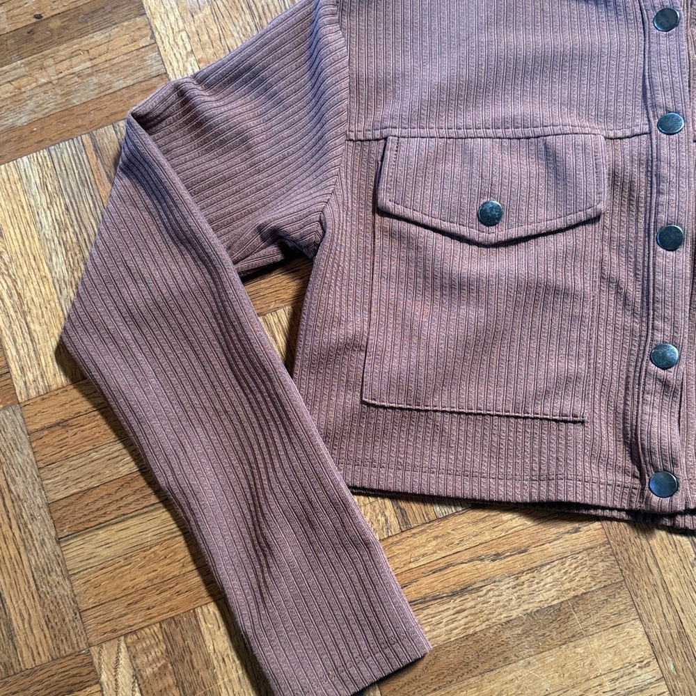 Papermoon Chestnut Ribbed cropped jacket - Picture 3 of 8